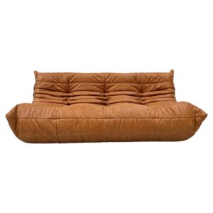 Canapé Togo en cuir cognac Michel Ducaroy Ligne Roset