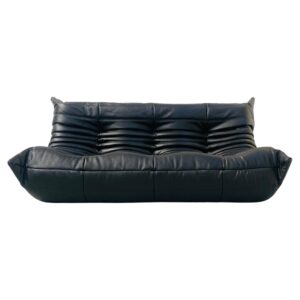 Canapé Togo en cuir noir Michel Ducaroy Ligne Roset