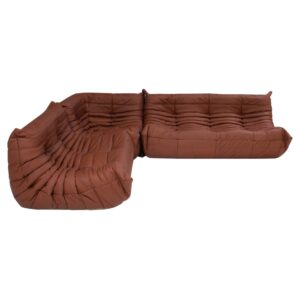 Canapé en cuir marron Togo Ligne Roset de Michel Ducaroy, lot de 3