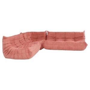 Canapé d'angle modulaire rose Togo Ligne Roset de Michel Ducaroy, lot de 3