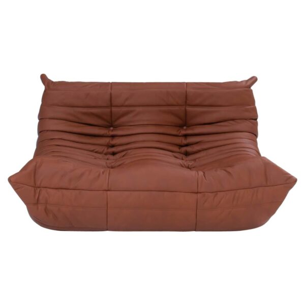 canapé 2 Places en cuir marron Togo Ligne Roset de Michel Ducaroy
